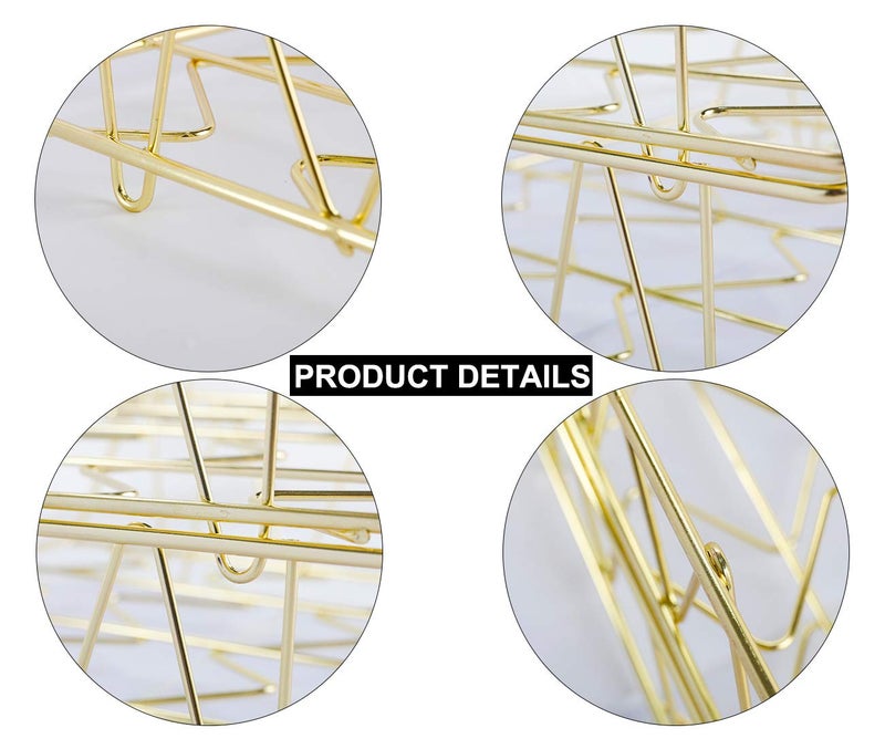 PAG Desktop File Organizer Metal Stackable Letter Tray Paper Holder Rack, 2 Pack, Gold - Image 4